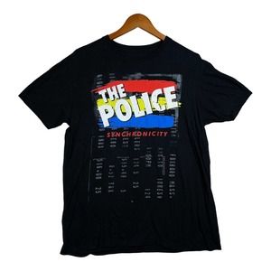 The Police Synchronicity 1983 Tour T-Shirt Short Sleeve Black Cotton Mens L 2017